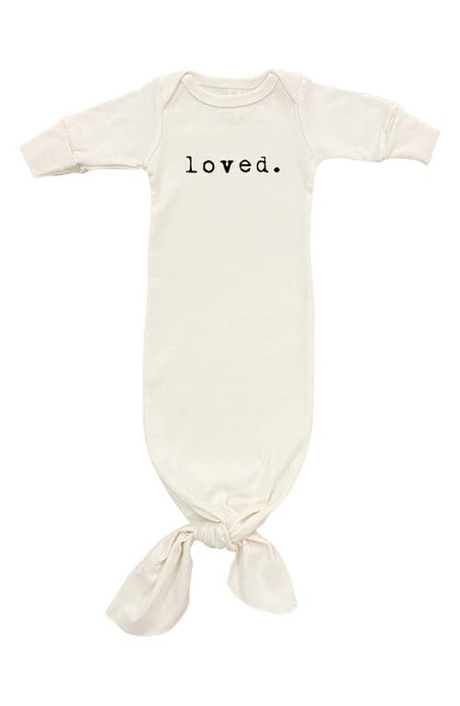 Tenth & Pine Loved Organic Cotton Tie Gown in Natural at Nordstrom, Size 0-3M