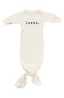 Tenth & Pine Loved Organic Cotton Tie Gown in Natural at Nordstrom, Size 0-3M