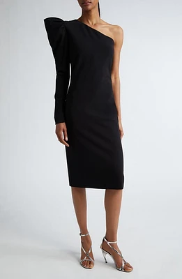 Max Mara Falda One-Shoulder Knit Dress Black at Nordstrom,