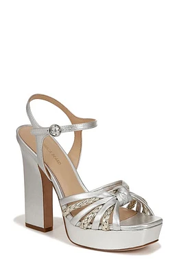 Veronica Beard Flavia Ankle Strap Platform Sandal Silver/Platinum at Nordstrom,