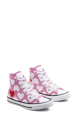 Converse Chuck Taylor All Star Heart High Top Sneaker in Peony Pink/White/Black at Nordstrom, Size 7 Women's