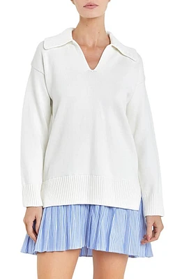 English Factory Mixed Media Long Sleeve Minidress at Nordstrom,