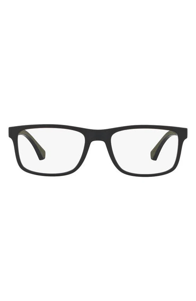 Emporio Armani 55mm Rectangular Optical Glasses in Matte Black - 55Mm at Nordstrom