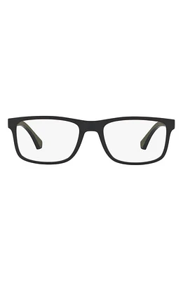 Emporio Armani 55mm Rectangular Optical Glasses in Matte Black - 55Mm at Nordstrom