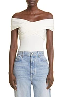 Khaite Rafael Draped Off the Shoulder Bodysuit in Cream at Nordstrom, Size X-Small