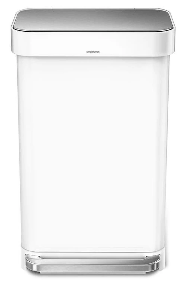 simplehuman 45L Rectangular Liner Rim Step Trash Can in White at Nordstrom