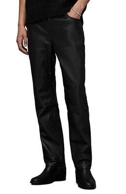 AllSaints Lynch Leather Pants Black at Nordstrom,