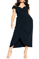 City Chic Ripple Love Off the Shoulder Maxi Dress at