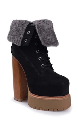 ZIGI Aden Faux Shearling Lined Platform Bootie Black Leather at Nordstrom,