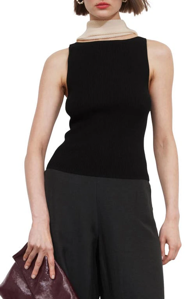 & Other Stories Nadine Sleeveless Rib Sweater Black Dark at Nordstrom,