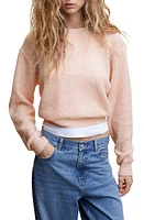 MANGO Open Stitch Boat Neck Sweater in Pastel Pink at Nordstrom, Size X-Large