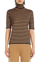 Max Mara Leisure Ubicato Stripe Wool Turtleneck Top in Navy at Nordstrom, Size Large