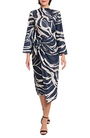 DONNA MORGAN FOR MAGGY Tie Waist High Neck Long Sleeve Midi Dress at Nordstrom,