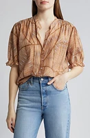 XÍRENA Eden Print Cotton & Silk Top in Gold Geode at Nordstrom, Size X-Large