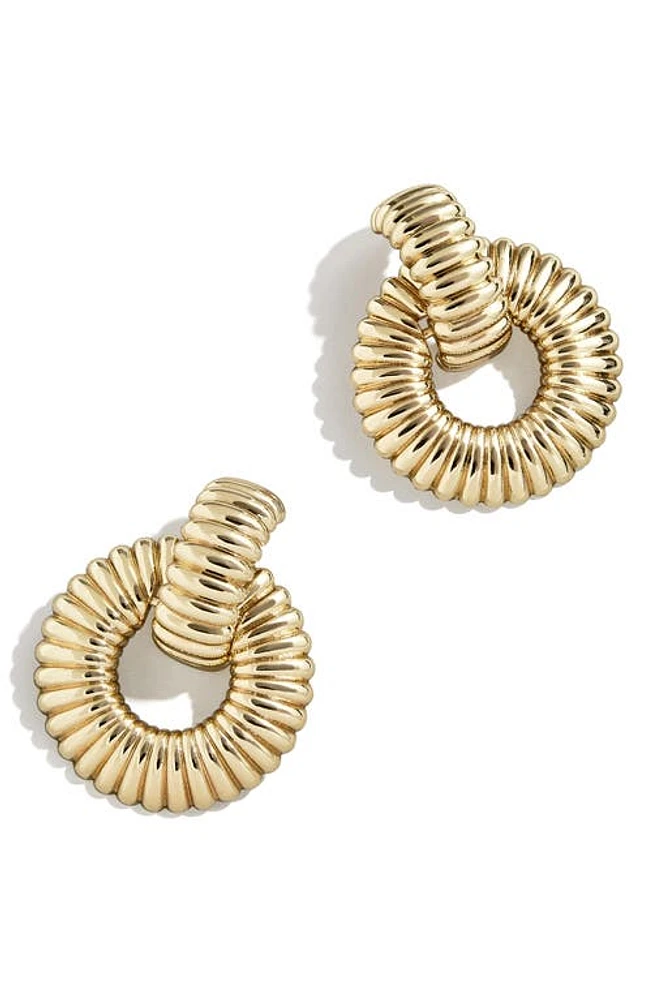 BaubleBar Textured Frontal Hoop Earrings in Gold at Nordstrom