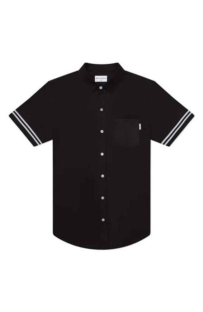 MAVRANS Tailored Fit Black Game Waterproof Short Sleeve Performance Button-Up Shirt at Nordstrom,