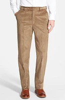 Berle Luxury Italian Corduroy Flat Front Pants Tan at Nordstrom,