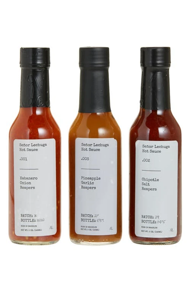 Señor Lechuga The Collection 3-Piece Set Hot Sauces in Red Maroon And Yellow at Nordstrom