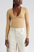 Open Edit Smooth V-Neck Bodysuit at Nordstrom,