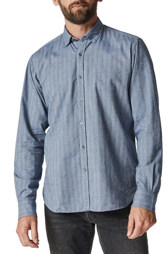 34 Heritage Cotton Herringbone Button-Up Shirt Blue at Nordstrom,