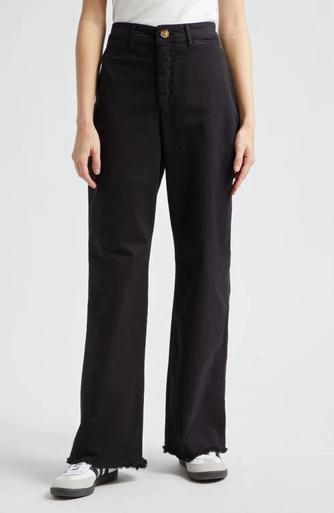 Marine Layer Raw Hem Wide Leg Jeans Faded Black at Nordstrom,