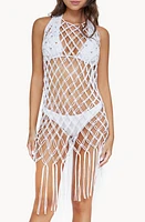 PQ SWIM Brynn Beaded Sheer Cover-Up Dress White at Nordstrom,