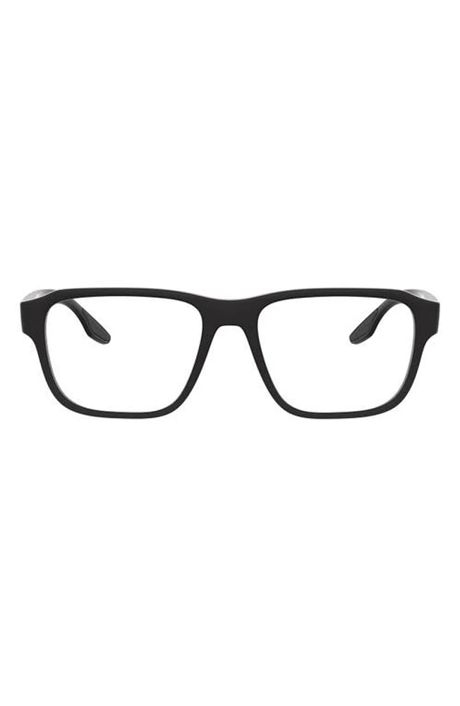 Prada Linea Rossa 54mm Rectangular Optical Glasses in Shiny Black at Nordstrom