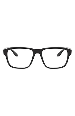 Prada Linea Rossa 54mm Rectangular Optical Glasses in Shiny Black at Nordstrom