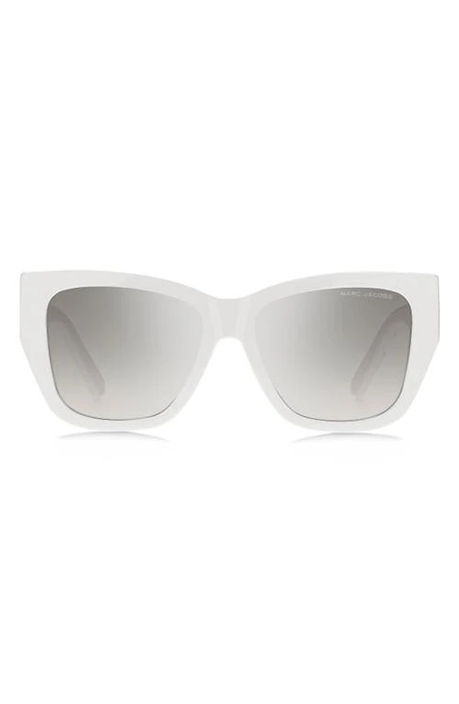 Marc Jacobs 55mm Cat Eye Sunglasses in White Grey/Grey Silver at Nordstrom