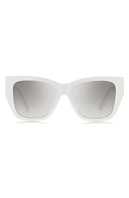 Marc Jacobs 55mm Cat Eye Sunglasses in White Grey/Grey Silver at Nordstrom