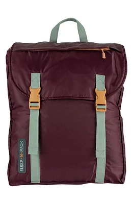 mimish Kids' Sleep-n-Pack Faux Shearling Lined Sleeping Bag Backpack in Winterberry at Nordstrom