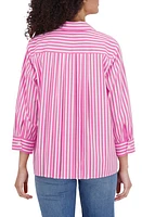 Foxcroft Sandra Stripe Cotton Blend Button-Up Shirt at Nordstrom