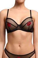 Von Follies By Dita Teese Liptrix Embrodiered Sequin Mesh Underwire Balconette Bra Black at Nordstrom,