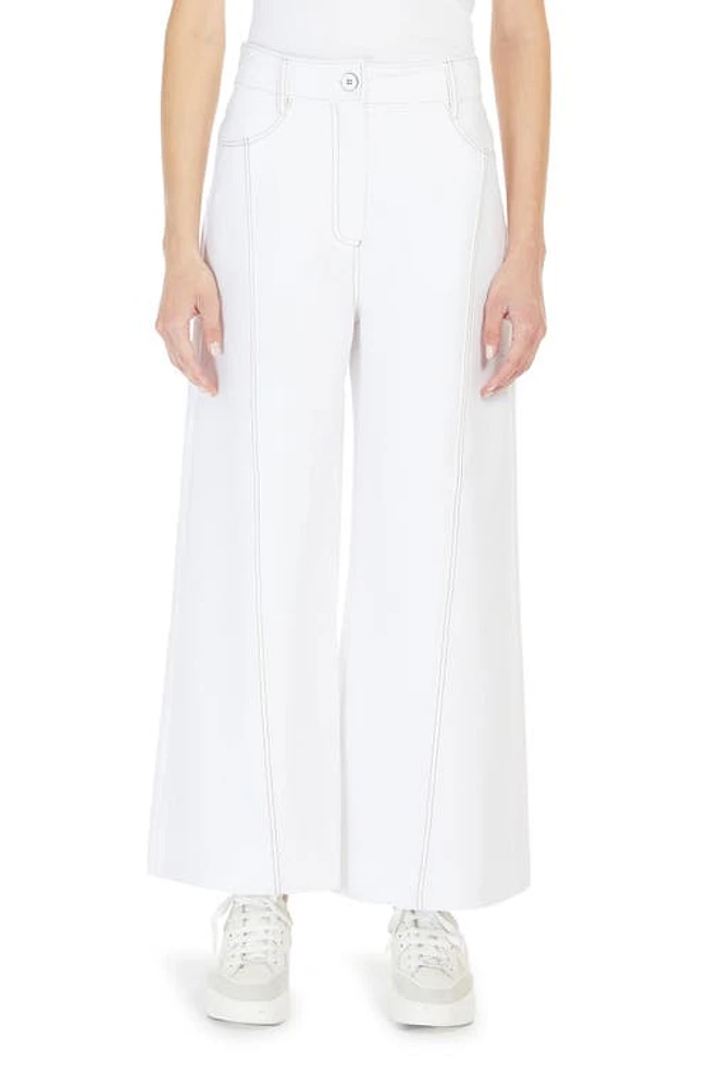 Max Mara Leisure Foster Wide Leg Jersey Trousers White at Nordstrom,