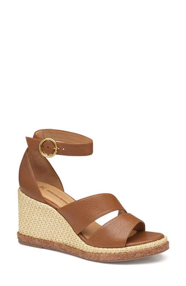 Johnston & Murphy Marcia Platform Wedge Sandal Cognac Calfskin at Nordstrom,