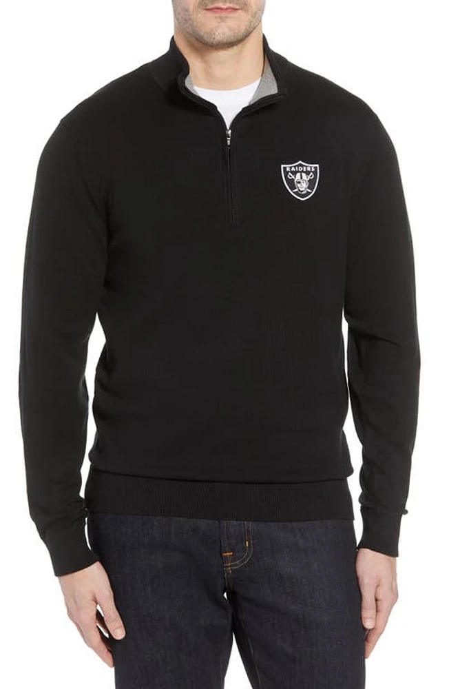 Cutter & Buck Las Vegas Raiders Lakemont Regular Fit Quarter Zip Sweater in Black at Nordstrom, Size 2Xlt