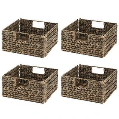 mDesign Woven Hyacinth Bin Basket Organizer with Handles - 4 Pack in Brown Wash at Nordstrom