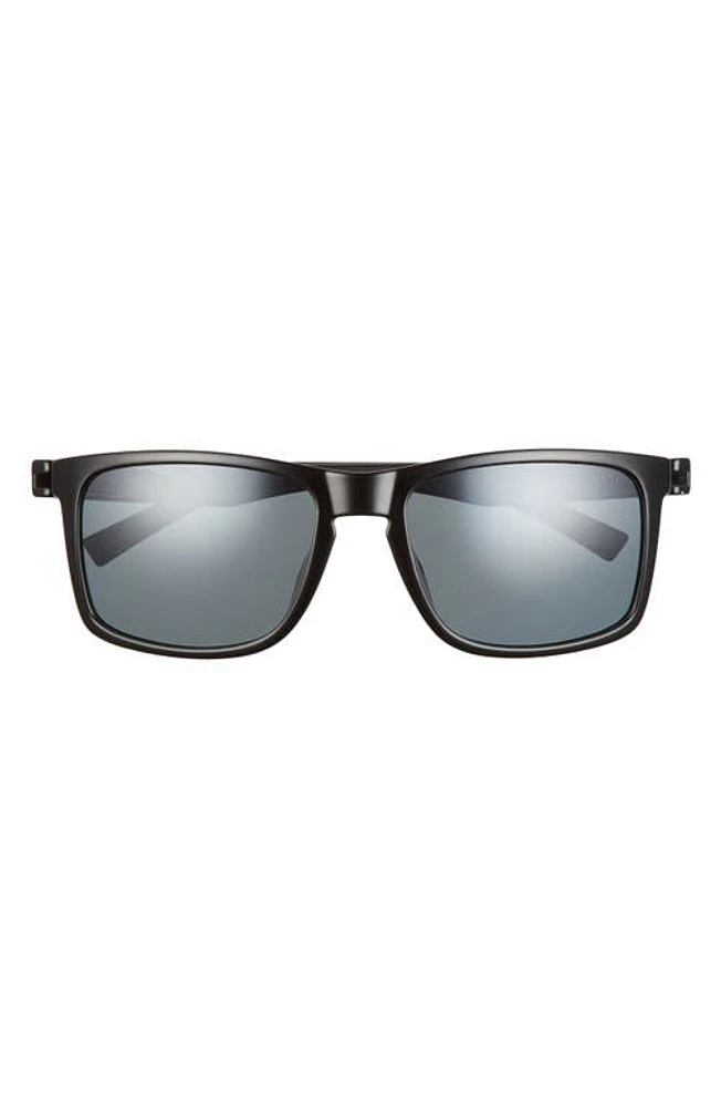 Hurley Classics 56mm Polarized Rectangular Sunglasses in Shiny Black/Smoke Base at Nordstrom