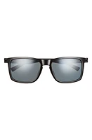 Hurley Classics 56mm Polarized Rectangular Sunglasses in Shiny Black/Smoke Base at Nordstrom