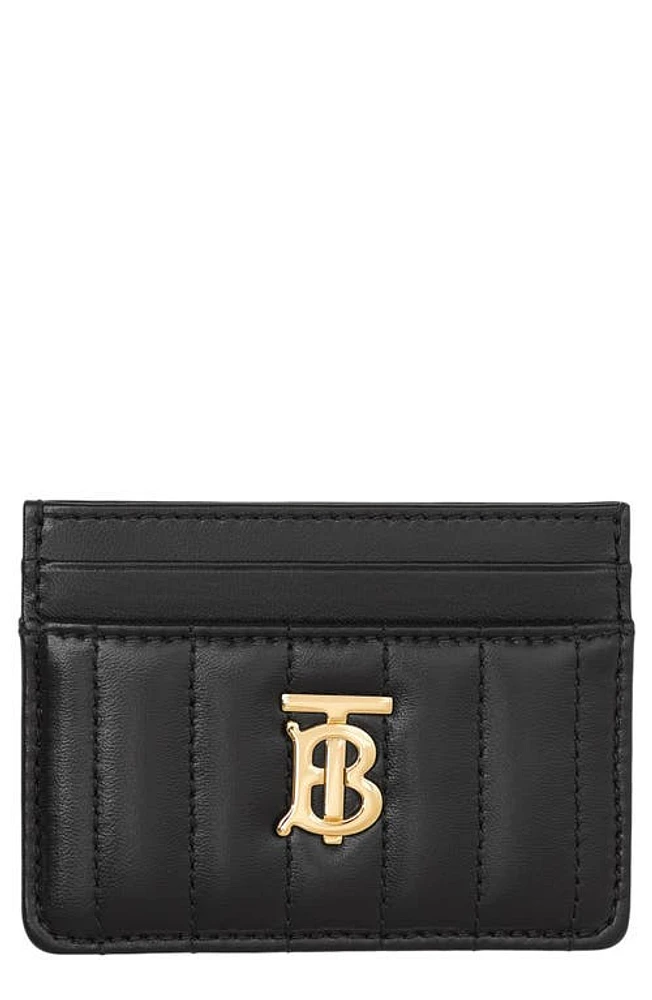 burberry Lola Quilted Leather Card Case in Black /Light Gold at Nordstrom