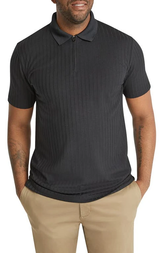 Johnny Bigg Page Quarter Zip Rib Polo Sweater Black at Nordstrom,