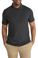 Johnny Bigg Page Quarter Zip Rib Polo Sweater Black at Nordstrom,