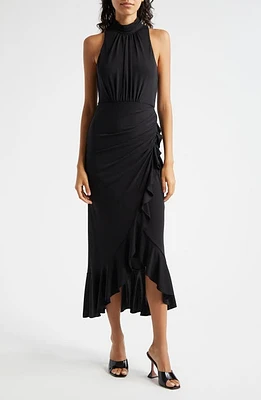 Cinq à Sept Antonia Mock Neck Sleeveless Midi Dress Black at Nordstrom,