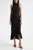 Cinq à Sept Antonia Mock Neck Sleeveless Midi Dress Black at Nordstrom,