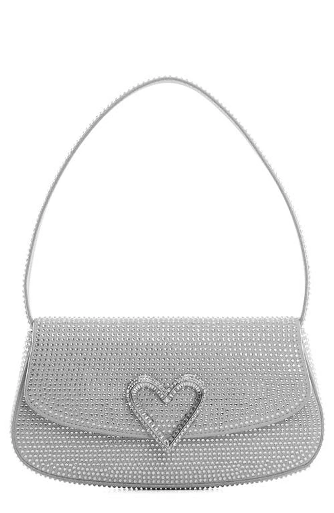 MANGO Crystal Heart Shoulder Bag in Silver at Nordstrom