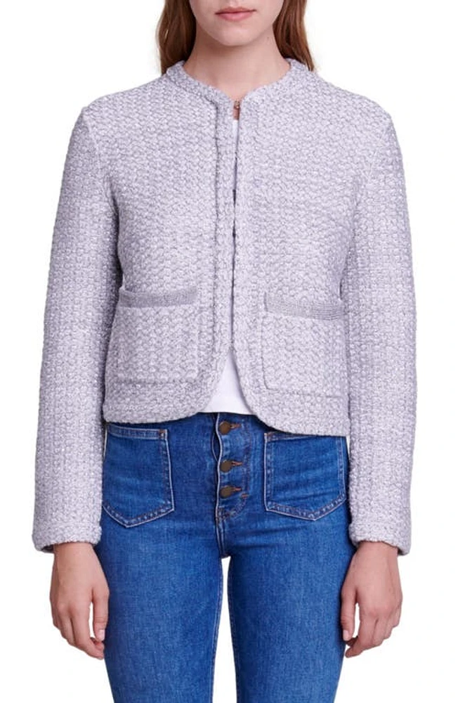 maje Mabrille Sequin Tweed Jacket Silver at Nordstrom,