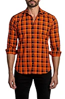 Jared Lang Plaid Button-Up Shirt in Orange Check at Nordstrom, Size Small