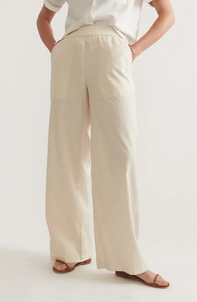 Marine Layer Allison Wide Leg Hemp Blend Pants Natural at Nordstrom,