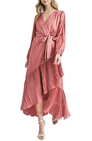 Mila Mae Asymmetric Pleated Belted Long Sleeve Dress at Nordstrom,