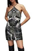 AllSaints Jamilia Gene Embellished Halter Minidress Black at Nordstrom, Us